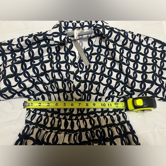 New Anthropologie Sz Small White Dress with Blue and Green design - Picture 6 of 6